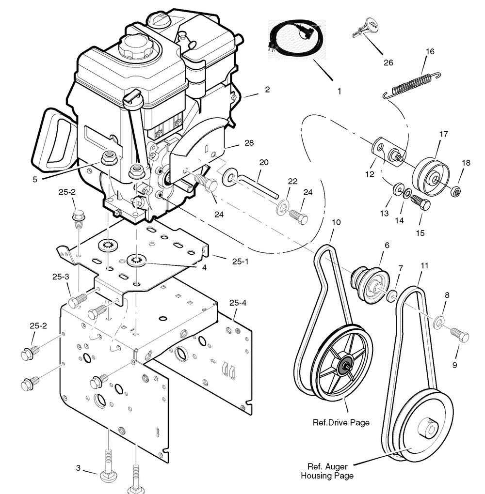 Engine Diagram and Parts List for 627904X16B 2004 Briggs and Stratton Snow Blower